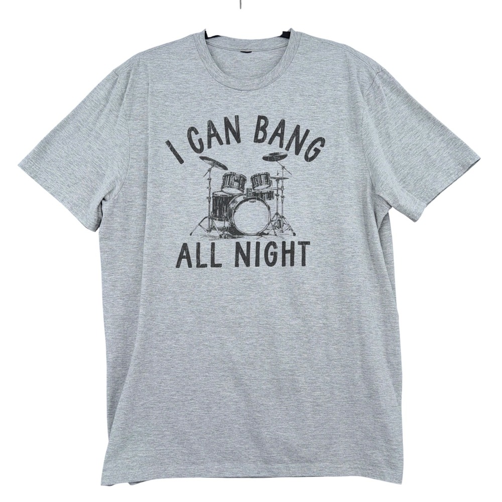 Unbranded I‎ Can Bang All Night Drummer Graphic Tee Men Large Gray Short Sleeve